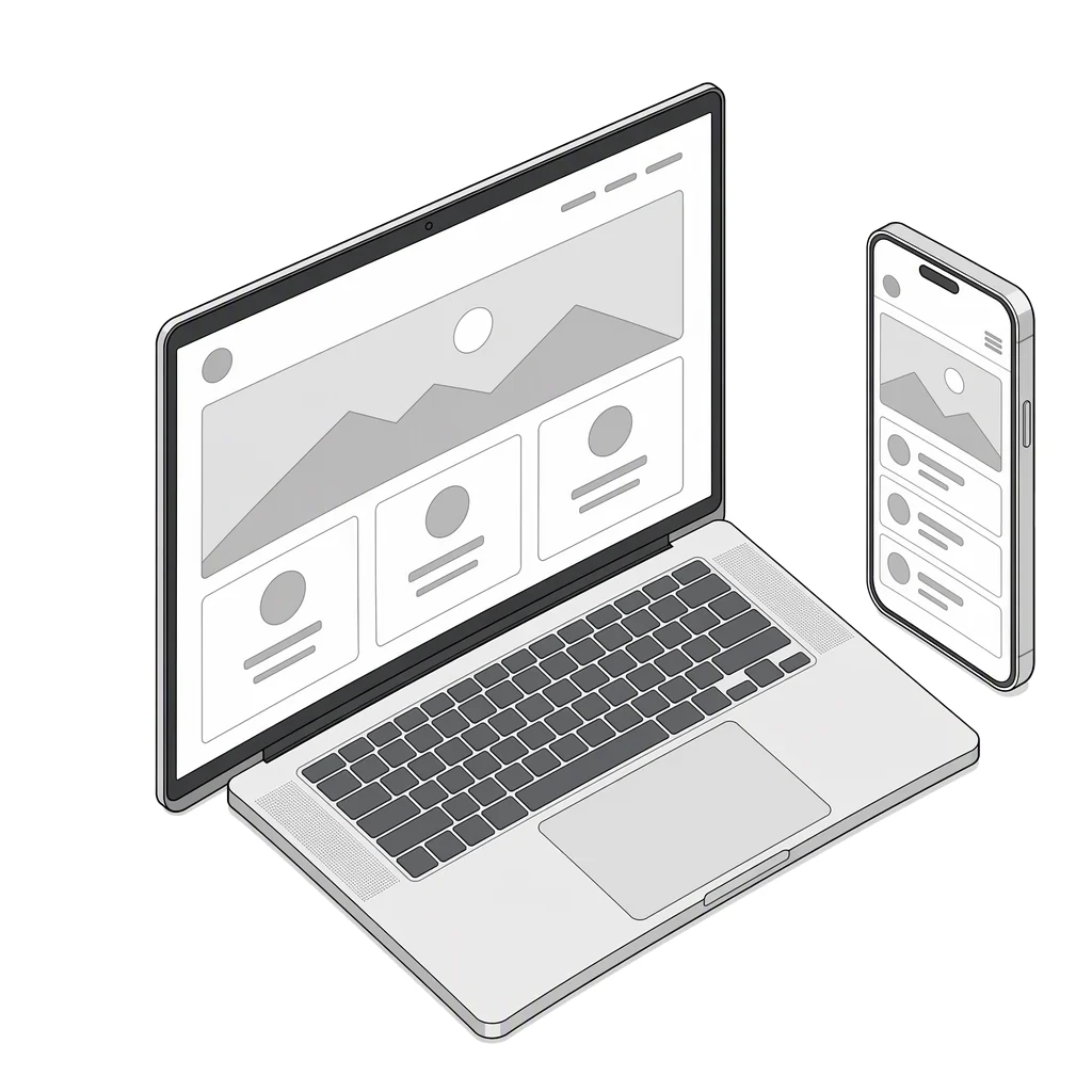 A laptop and a phone showing the same simple web app.